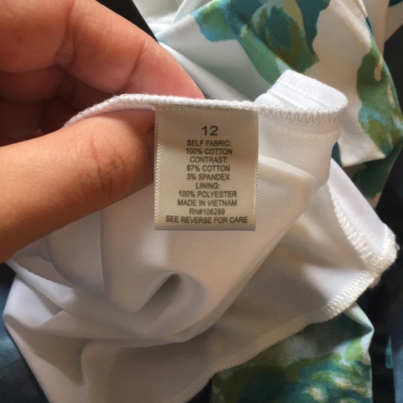 Strapless two tone with floral print dress size 12 - Picture 7 of 9